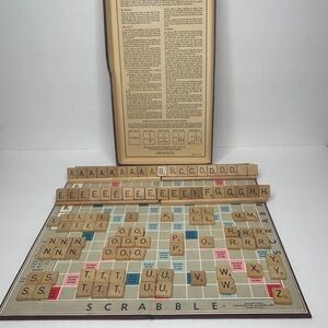 Vintage Scrabble Board Game 1948-1953 Selchow & Righter Wood Tiles